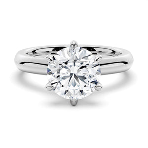 Six-Prong Round Moissanite Engagement Ring With Hidden Sapphire