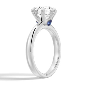 Six-Prong Round Moissanite Engagement Ring With Hidden Sapphire