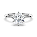 Six-Prong Solitaire Round Cut Engagement Ring With Hidden Halo