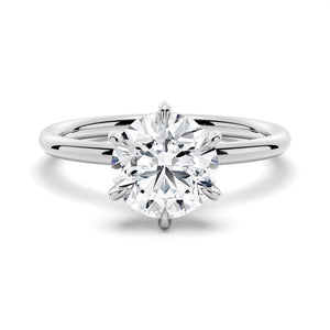 Six-Prong Solitaire Round Cut Engagement Ring With Hidden Halo