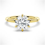 Six-Prong Solitaire Round Cut Engagement Ring With Hidden Halo