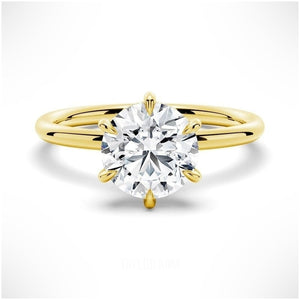 Six-Prong Solitaire Round Cut Engagement Ring With Hidden Halo