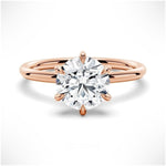 Six-Prong Solitaire Round Cut Engagement Ring With Hidden Halo