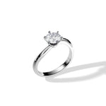 Six-Prong Wave Solitaire Round Cut Engagement Ring