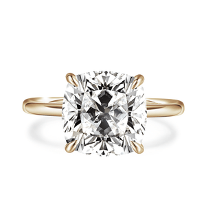 Solitaire Cushion Cut Engagement Ring With Hidden Halo