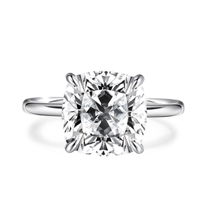 Solitaire Cushion Cut Engagement Ring With Hidden Halo