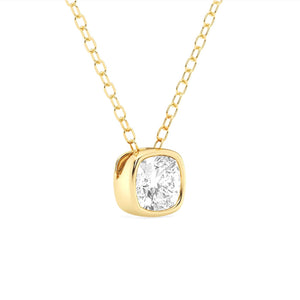 Solitaire Cushion Cut Moissanite Bezel Set Necklace