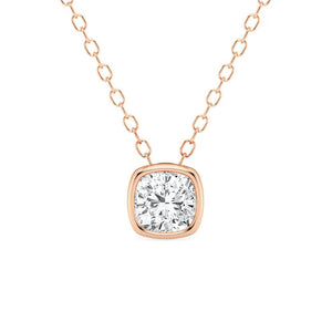 Solitaire Cushion Cut Moissanite Bezel Set Necklace