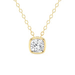 Solitaire Cushion Cut Moissanite Bezel Set Necklace