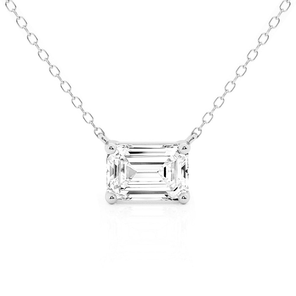 Solitaire Emerald Cut Moissanite Necklace