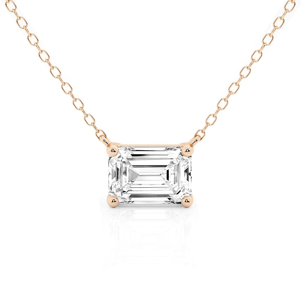 Solitaire Emerald Cut Moissanite Necklace