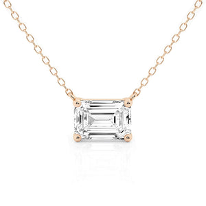 Solitaire Emerald Cut Moissanite Necklace