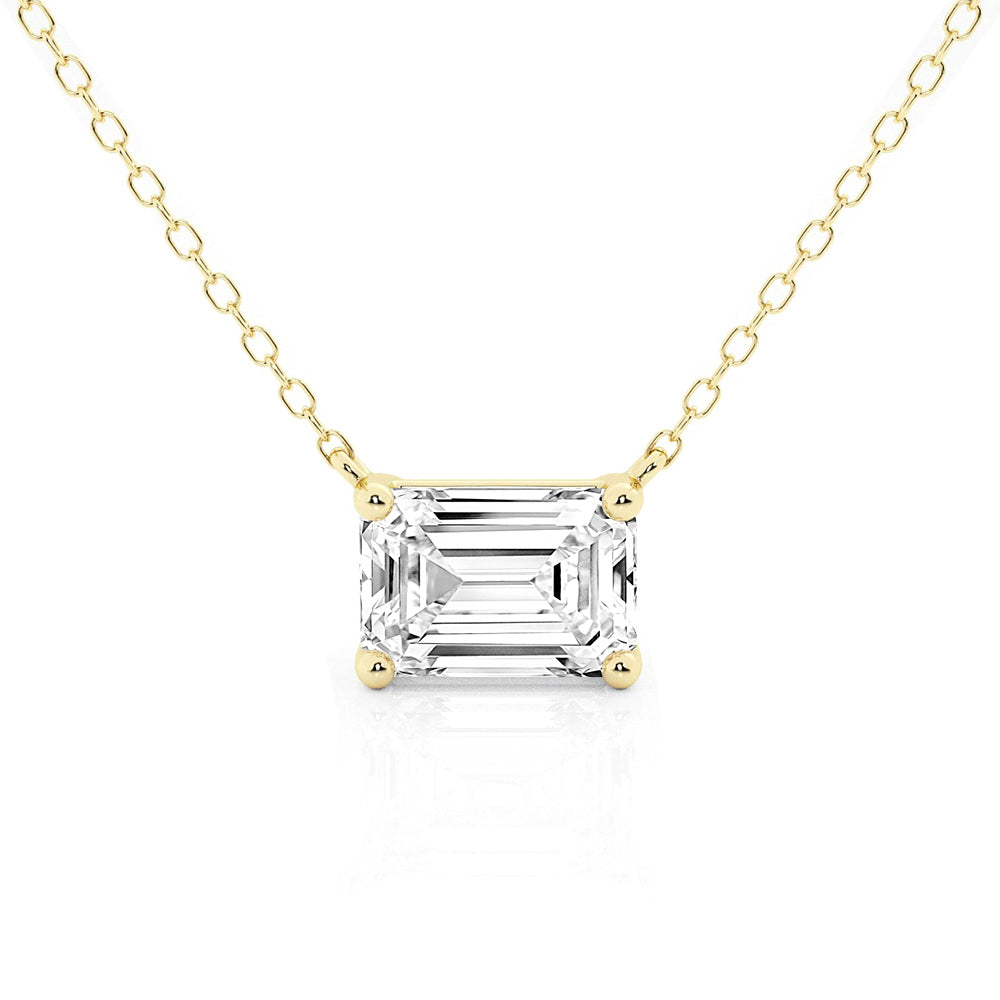 Solitaire Emerald Cut Moissanite Necklace