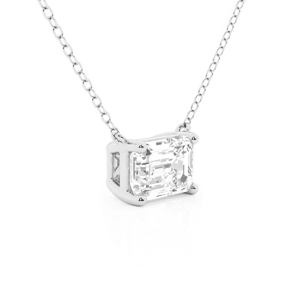 Solitaire Emerald Cut Moissanite Necklace