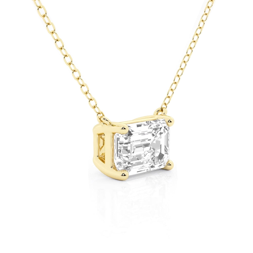 Solitaire Emerald Cut Moissanite Necklace