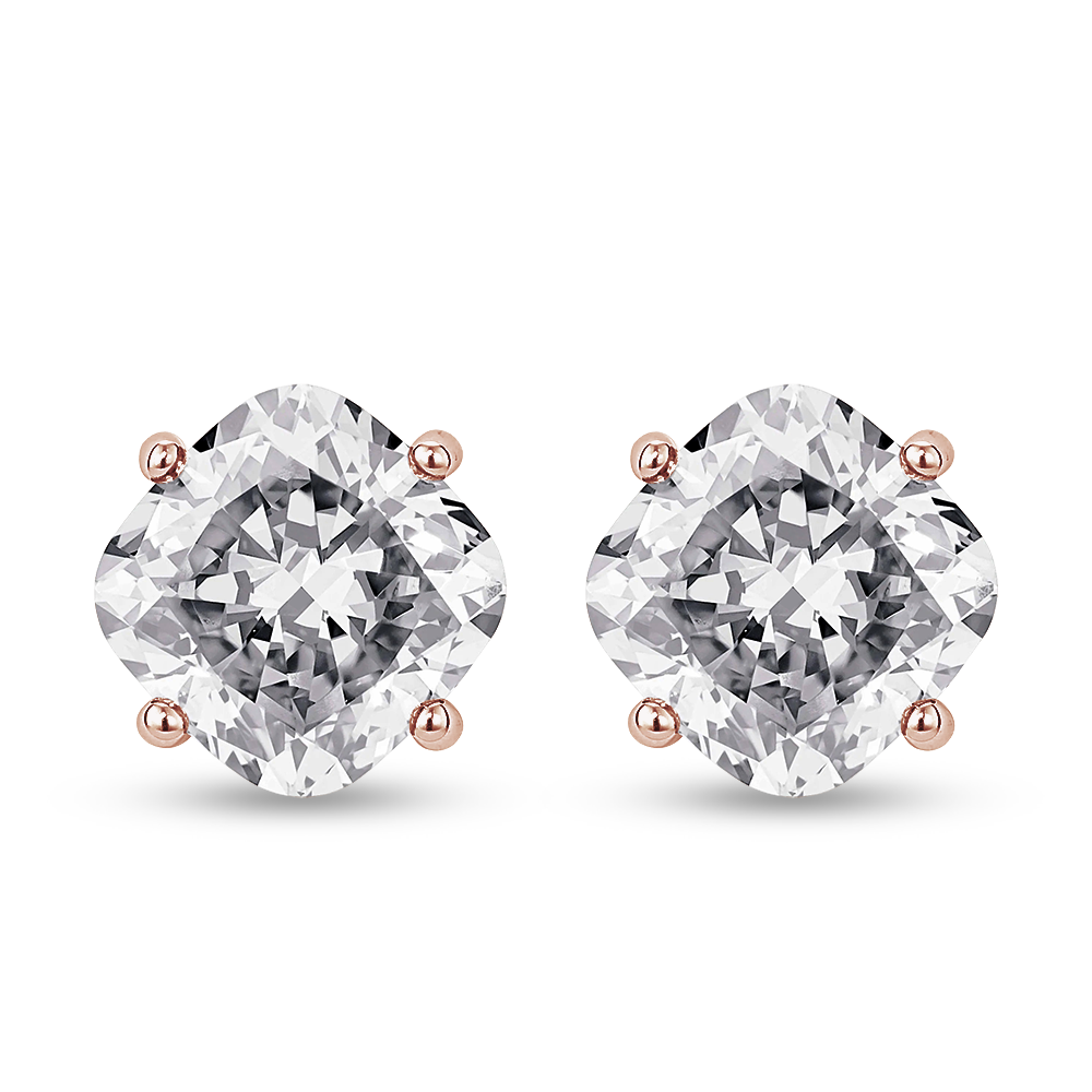 Solitaire Four Prong Cushion Cut Moissanite Earrings