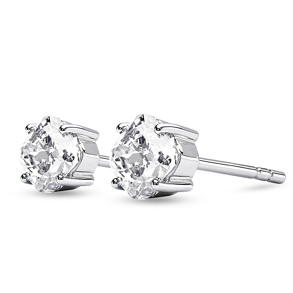 Solitaire Four Prong Cushion Cut Moissanite Earrings