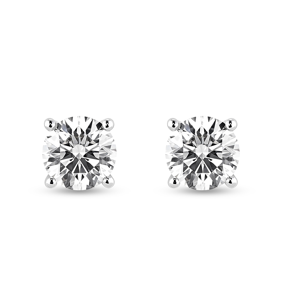 Solitaire Four Prong Round Cut Earrings