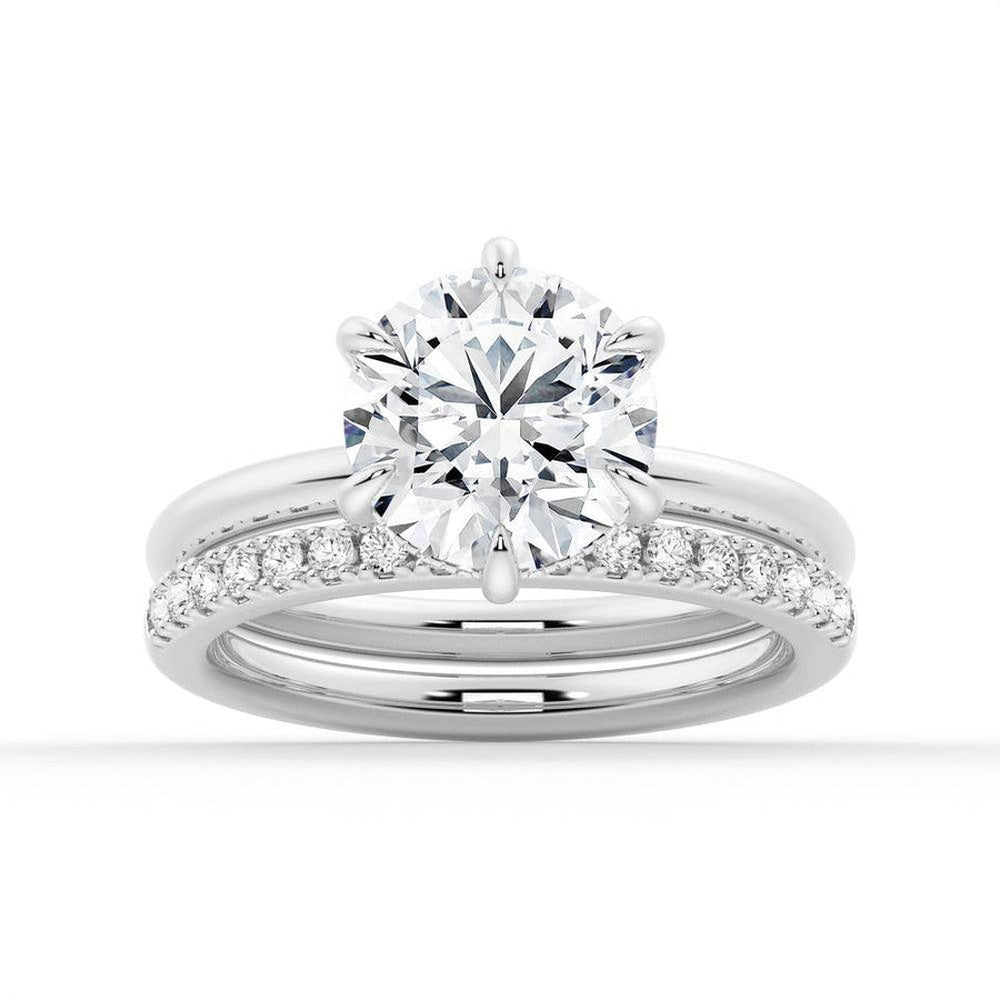 Solitaire Round Hidden Halo Moissanite Bridal Set