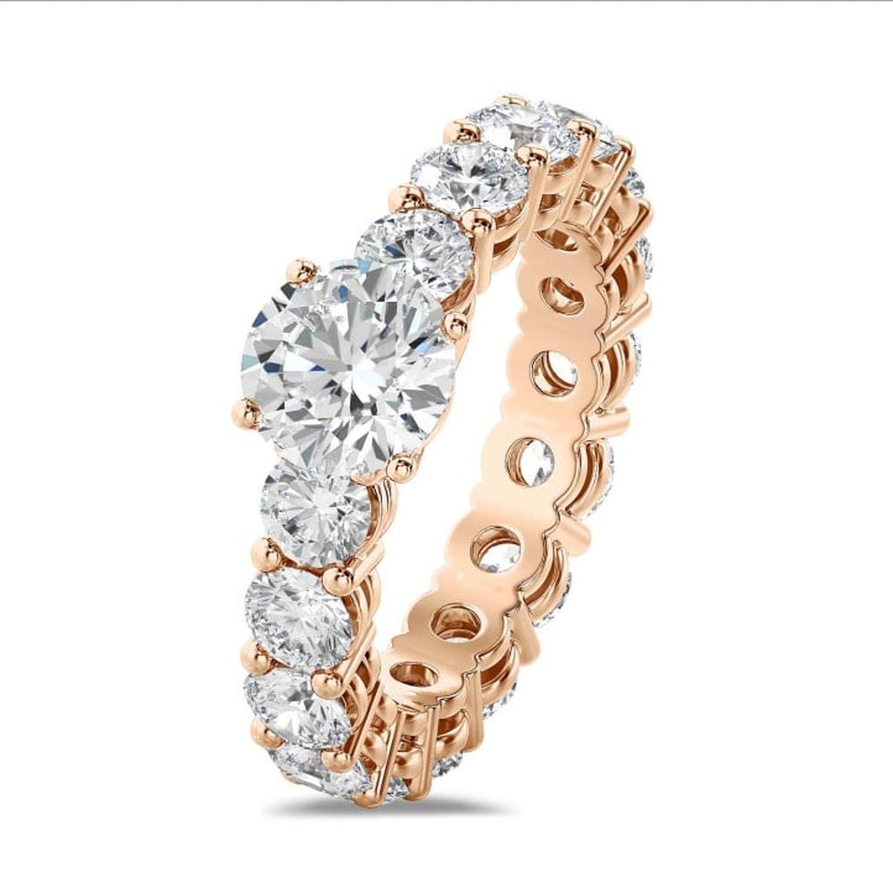 Solitaire Round Radiant Unity Moissanite Eternity Band