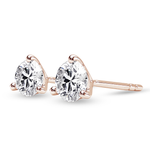 Solitaire Round Three Prong Moissanite Earrings