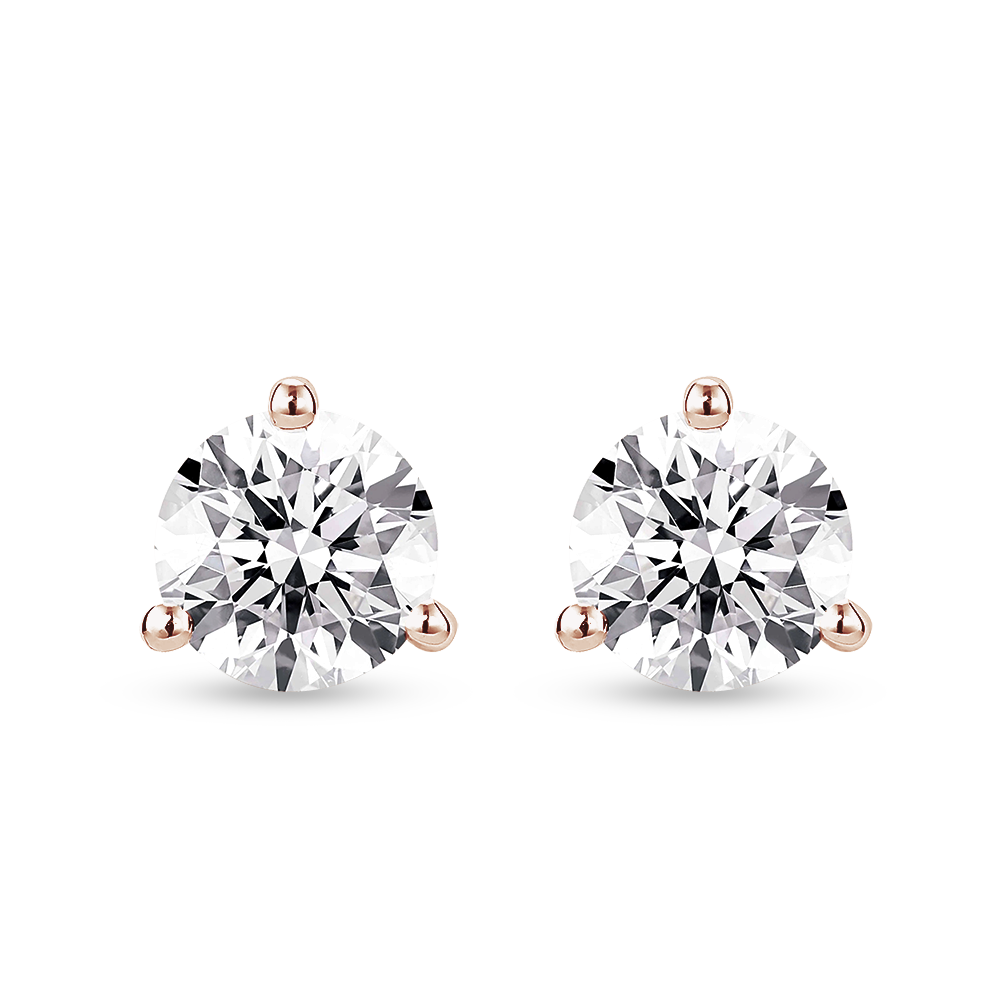 Solitaire Round Three Prong Moissanite Earrings