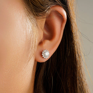 Sunflower Round Moissanite Earrings - 2.25CTW