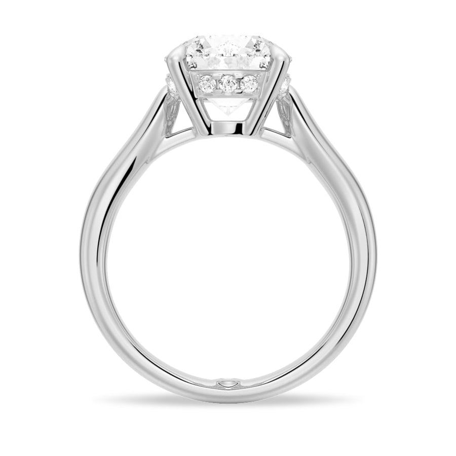 Tapered 4-Prong Hidden Halo Round Moissanite Engagement Ring - 1.5 CT.