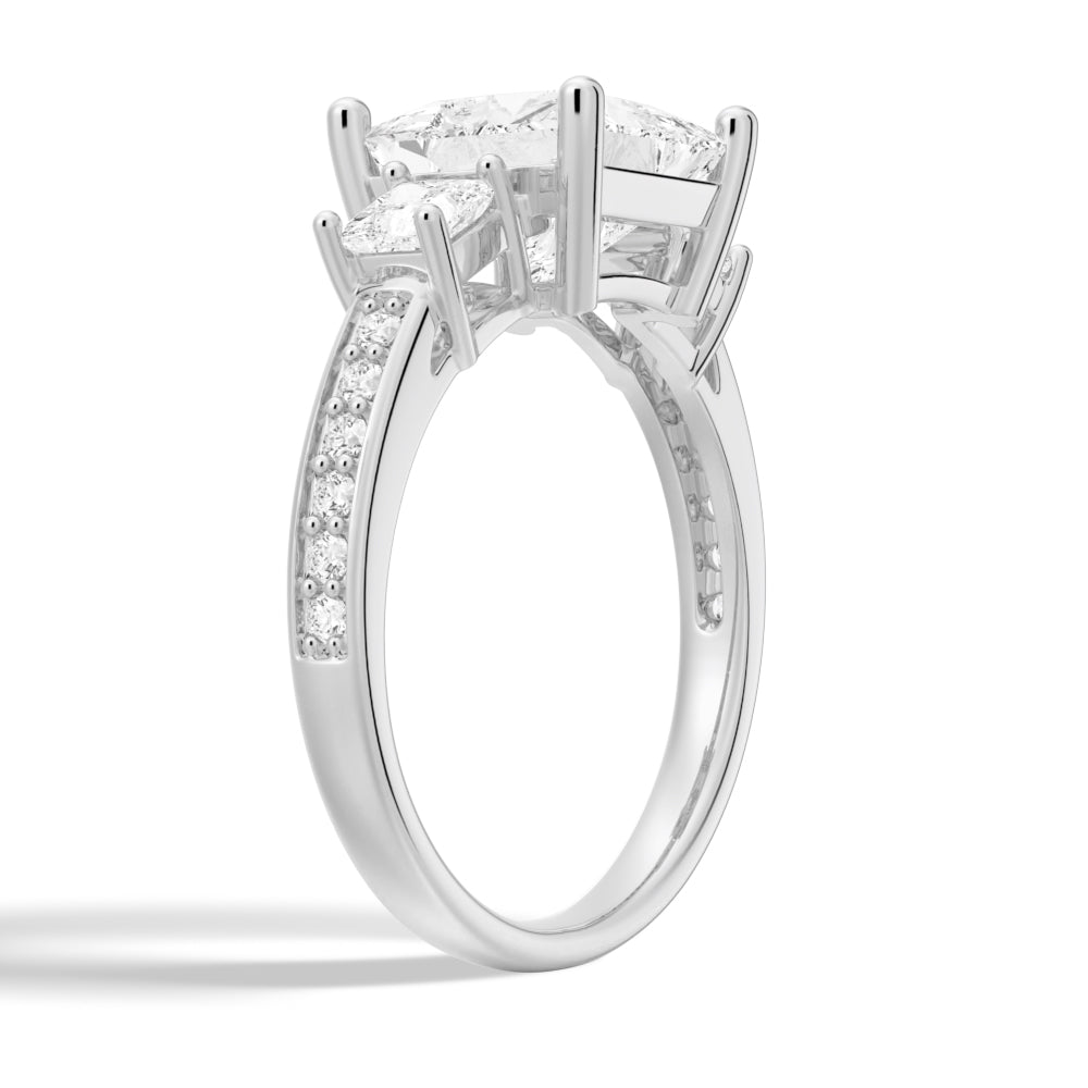 Three Stone Pavé Princess Cut Engagement Ring