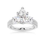 Three Stone Pear Shaped Moissanite Engagement Ring