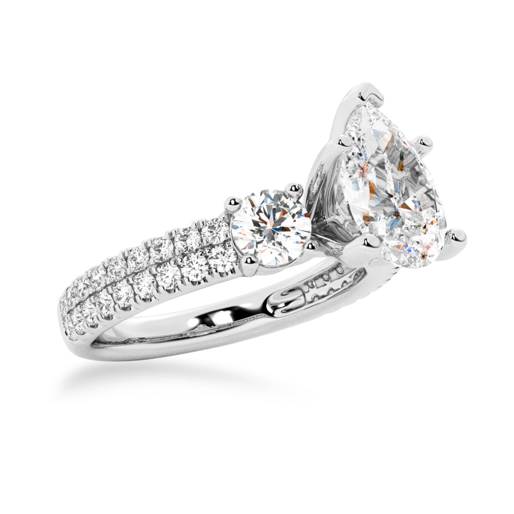 Three Stone Pear Shaped Moissanite Engagement Ring