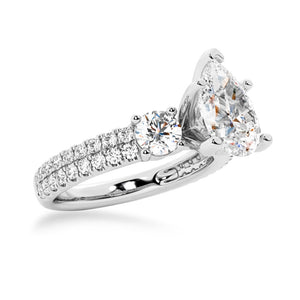 Three Stone Pear Shaped Moissanite Engagement Ring