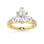 Three Stone Pear Shaped Moissanite Engagement Ring