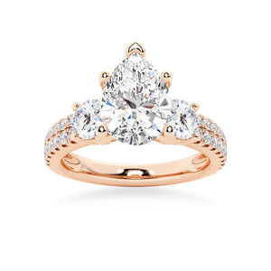 Three Stone Pear Shaped Moissanite Engagement Ring