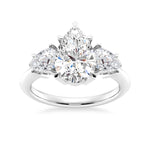 Three Stone Prong Set Pear Shaped Moissanite Engagement Ring