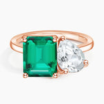 Toi Et Moi Pear and Emerald Gemstone Ring