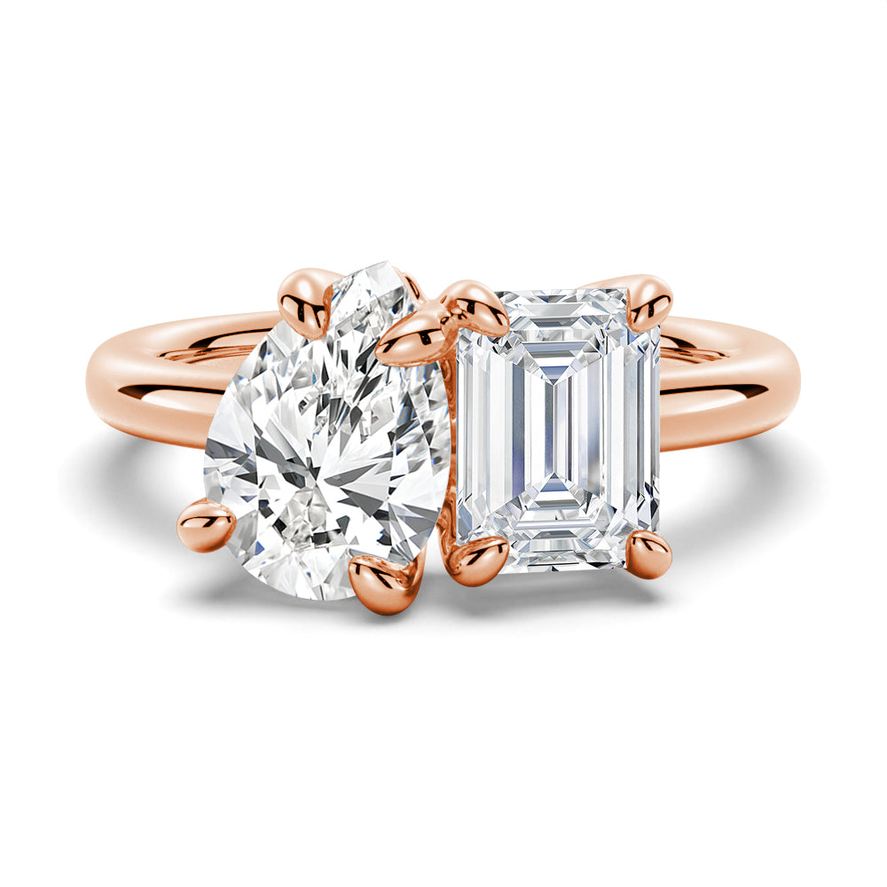 Toi et Moi Emerald Cut & Pear Cut Engagement Ring