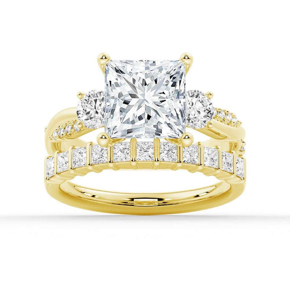 Twist Vine Princess Shaped Moissanite Bridal Set