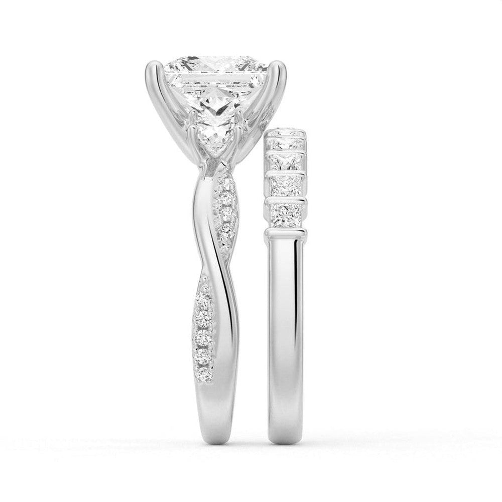 Twist Vine Princess Shaped Moissanite Bridal Set