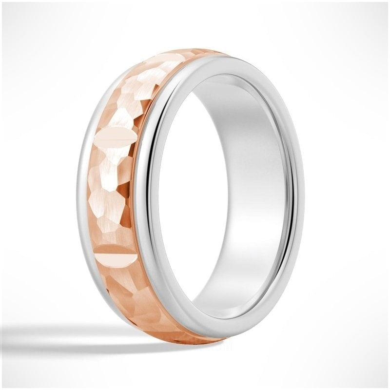 Two-Tone Hammered Men's Wedding Band