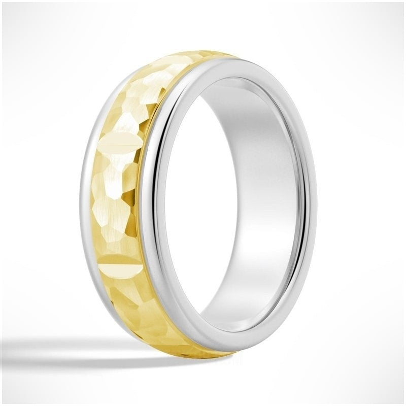 Two-Tone Hammered Men's Wedding Band