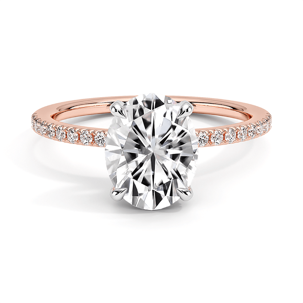 Two-Tone Oval Cut Four Prong Engagement Ring