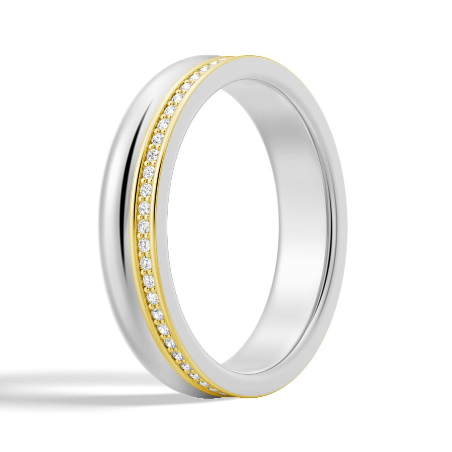 Unique Side Polished Finish Two-Tone Wedding Band - 4.2mm