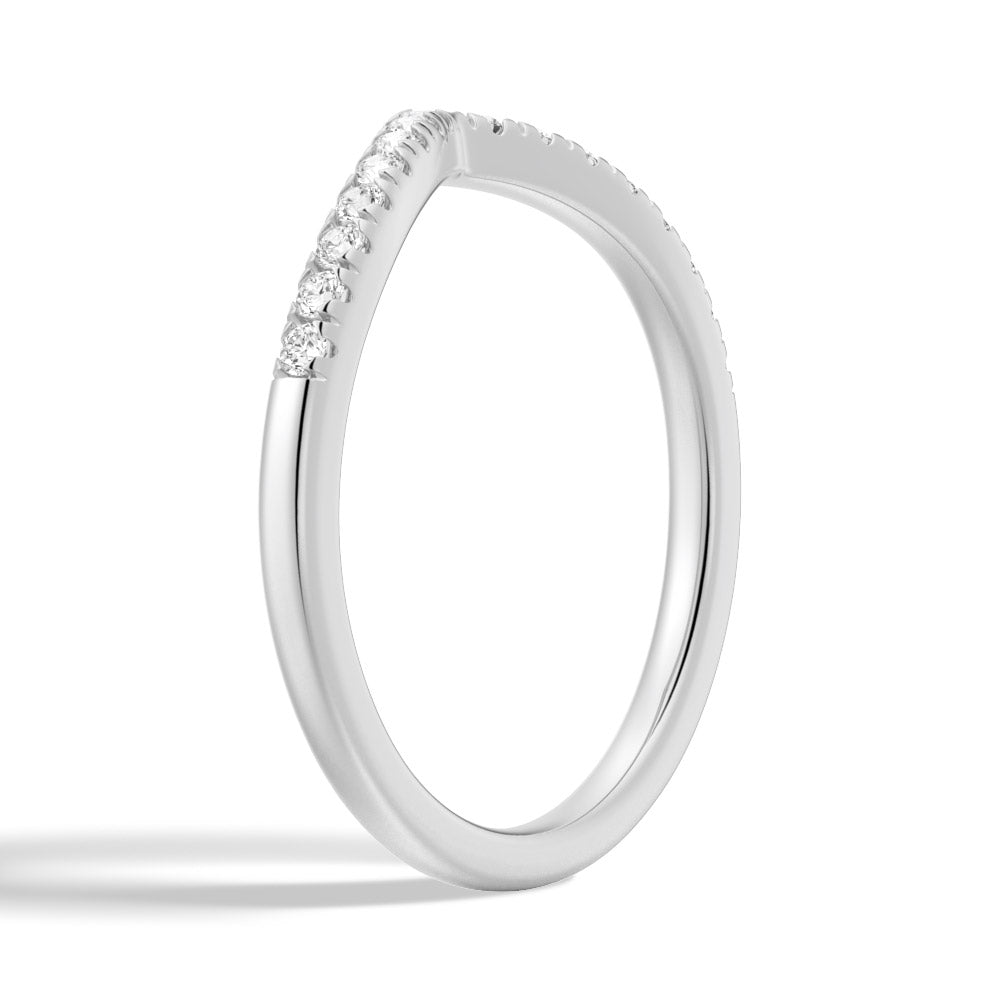 V Shaped Pave Set Moissanite Wedding Band