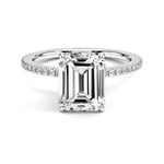 Accented Emerald Cut Lab Grown Diamond Engagement Ring With Hidden Halo - TAYLOR KOM_10K White Gold