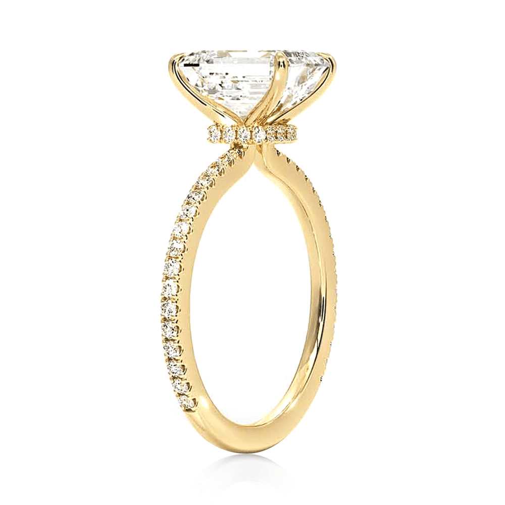 Accented Emerald Cut Lab Grown Diamond Engagement Ring With Hidden Halo - TAYLOR KOM_10K Rose Gold