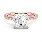 Accented Princess Cut Lab Grown Diamond Engagement Ring - TAYLOR KOM_10K Rose Gold