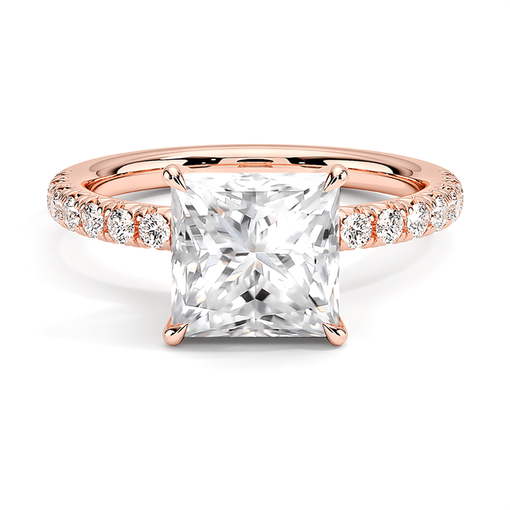 Accented Princess Cut Lab Grown Diamond Engagement Ring - TAYLOR KOM_10K Rose Gold