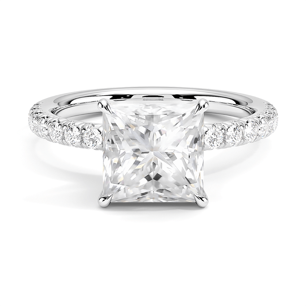Accented Princess Cut Lab Grown Diamond Engagement Ring - TAYLOR KOM_10K White Gold