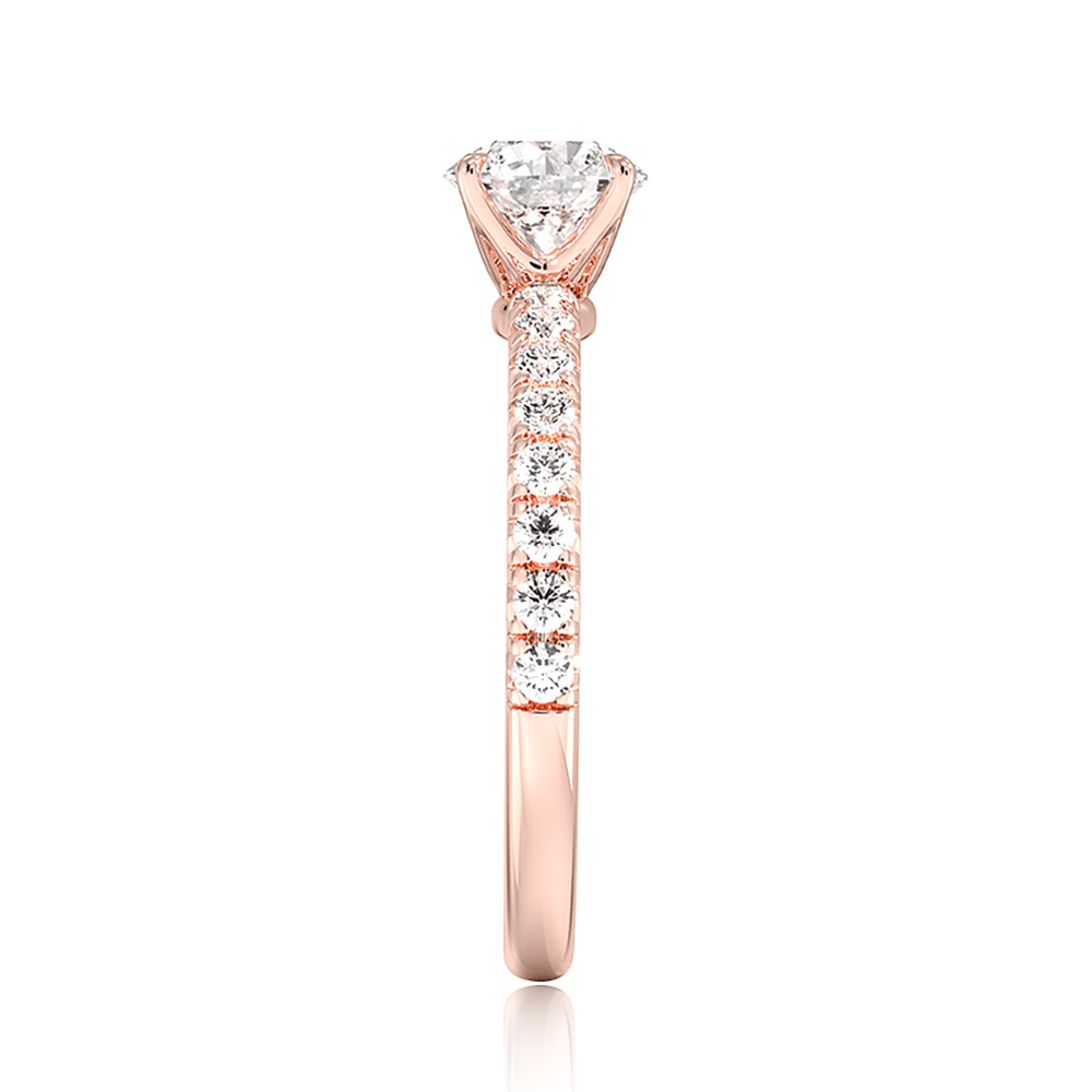 Accented Princess Cut Lab Grown Diamond Engagement Ring - TAYLOR KOM_10K Rose Gold